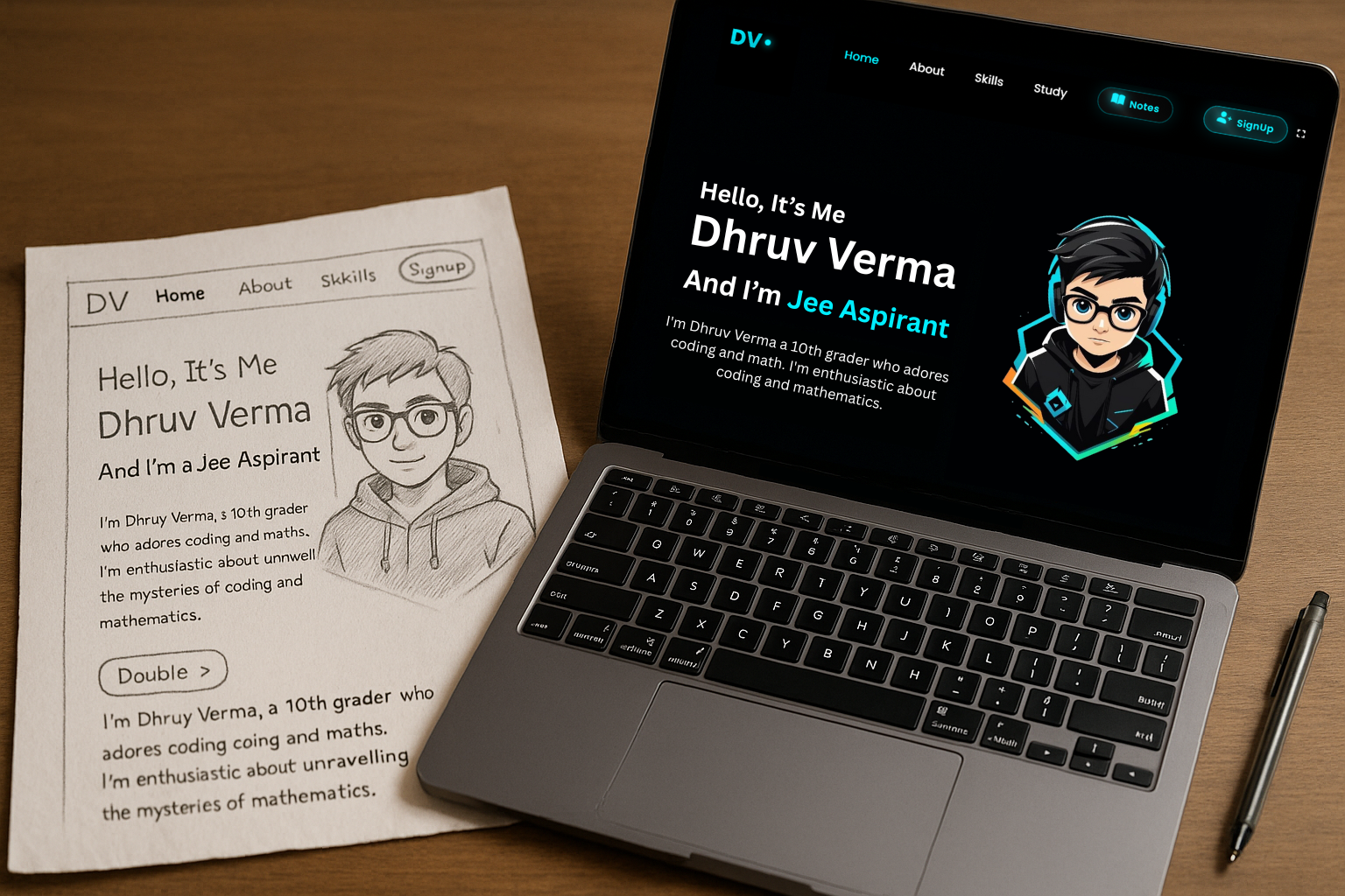 My website evolution from sketch to final design